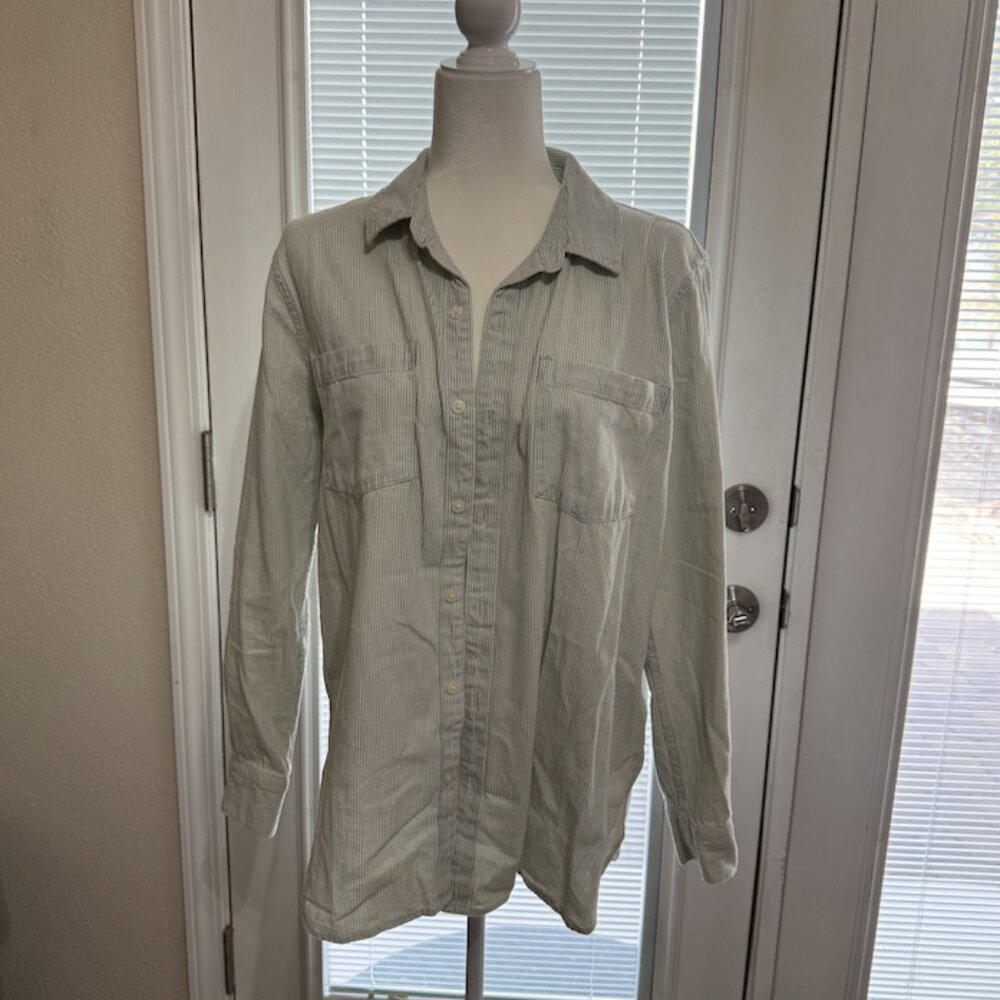 Lucky Brand Striped Jacket Blouse SZ Large 100% Cotton